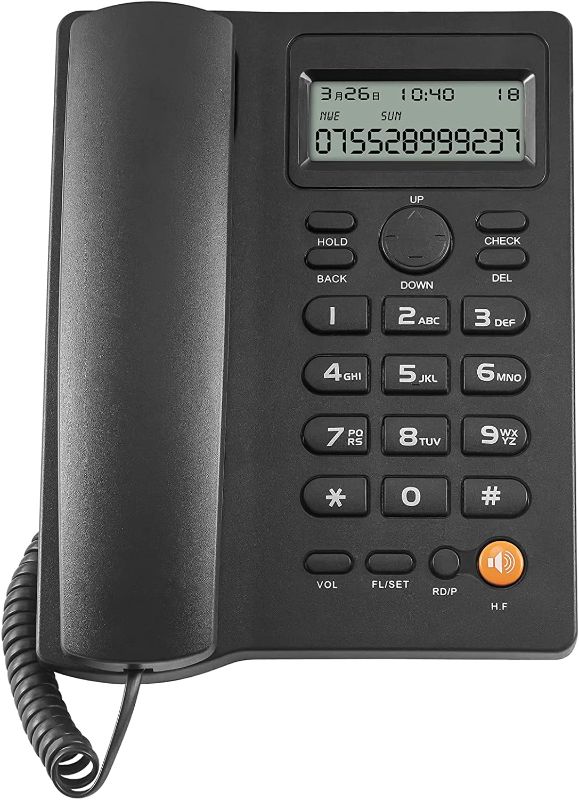 Photo 1 of Corded Phone with Caller ID/Call Waiting, Desktop Landline Phone Hands-Free Calling for Home Office Hotel (Black) (Black)