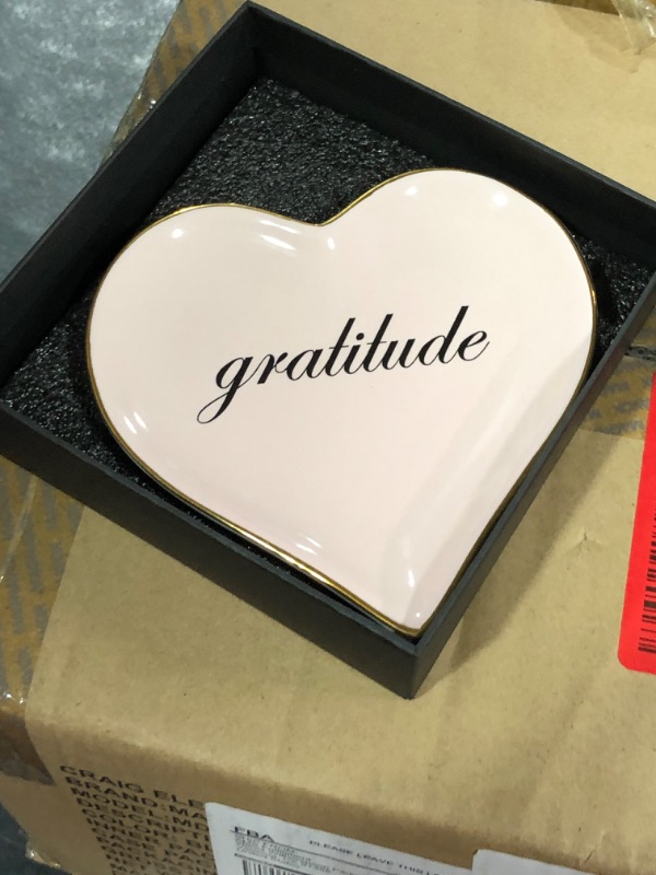 Photo 2 of Gratitude Trinket Dish for Jewelry - Thank You Gifts for Girlfriend Friendship Best Friend Gratitude Gifts for Women Teachers Bosses Jewelry Dish Ring Holder (Pink)