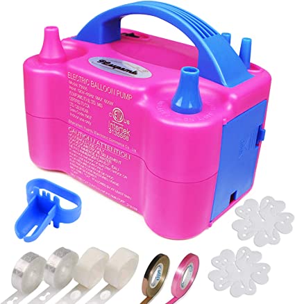 Photo 1 of Balloon Pump, Electric Balloon Pump,Portable Dual Nozzles Electric Balloon Air Pump 110V 600W , Electric Balloon Inflator with Tying Tool, Flower Clips, Tape Strips, Dot Glues for Party Decoration
