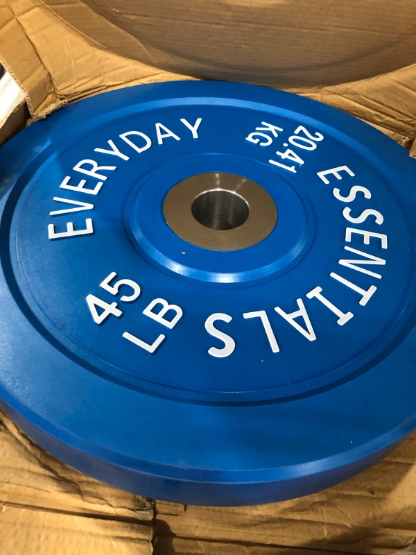 Photo 2 of BalanceFrom Everyday Essentials Color Coded Olympic Bumper Plate Weight Plate with Steel Hub