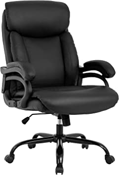 Photo 1 of Big and Tall Office Chair Ergonomic Office Chair Computer Chair 400lbs Wide Seat with Lumbar Support Armrest Swivel Rolling Executive PU Leather Adjustable Task Chair(Black)
