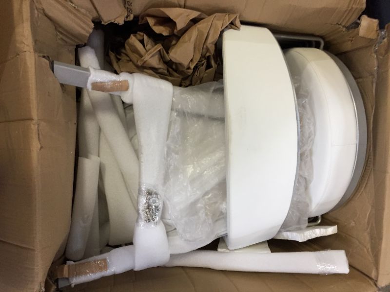 Photo 1 of Armen Living Chelsea 25" Counter Height Swivel Bar Stool in Silver Finish and White Faux Leather

