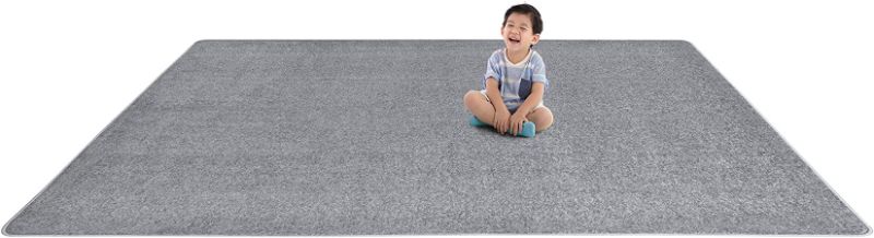 Photo 1 of Joy Carpets Kid Essentials Endurance Misc Solid Color Area Rugs, 144-Inch by 96-Inch, Silver
