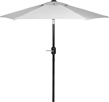 Photo 1 of 6 Ft Outdoor Patio Umbrella, Easy Open/Close Crank and Push Button Tilt Adjustment - Gray Market Umbrellas
