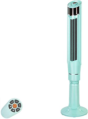 Photo 1 of Antarctic Star Tower Fan 360°Oscillating Fan Quiet Cooling 24H Timer Remote Control Powerful Standing 8 Wind Speed 3 Wind Modes Bladeless Floor Fans Portable LED Display,Bedroom Office 59-Inch green
