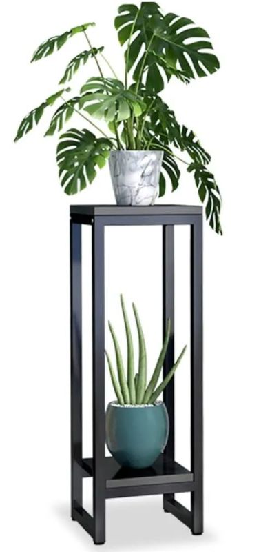 Photo 1 of 37 inches Metal Tall Plant Stand Rack, 2 Tier Plant Shelves Indoor Flower Pots Stand Holder Planter Display for Living Room Balcony Garden (Style B2 )
