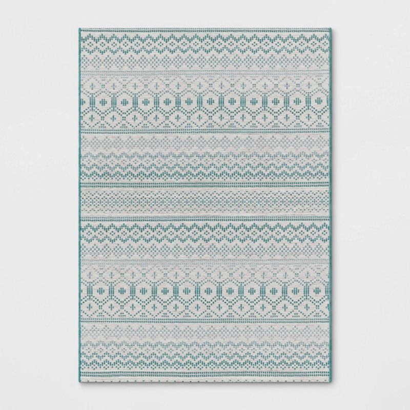 Photo 1 of 5' X 7' Tapestry Woven Outdoor Rug Aqua - Opalhouse
