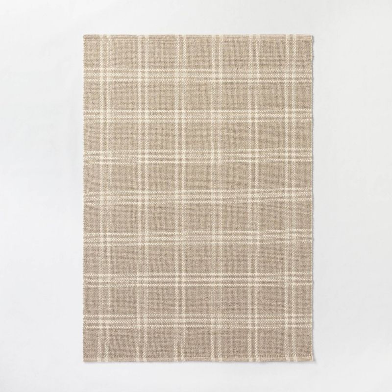 Photo 1 of 5'x7' Cottonwood Plaid Wool/Cotton Area Rug Neutral - Threshold Designed with Studio McGee
