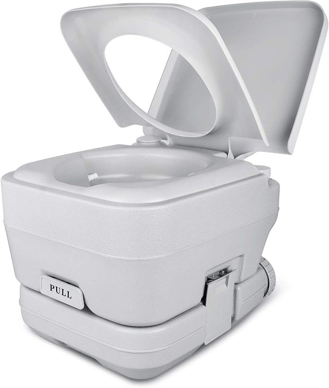 Photo 1 of YITAHOME Portable Toilet 2.6 Gallon Camping RV Potty, Double Water Outlet, Press Flush Pump, for Travel, Boating, Hiking, Trips
