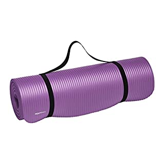 Photo 1 of Amazon Basics Extra Thick Exercise Yoga Gym Floor Mat with Carrying Strap - 74 x 24 x .5 Inches, Purple