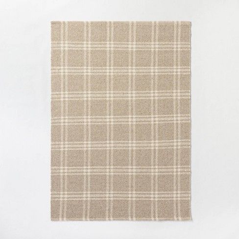 Photo 1 of 5'x7' Cottonwood Plaid Wool/cotton Area Rug Neutral