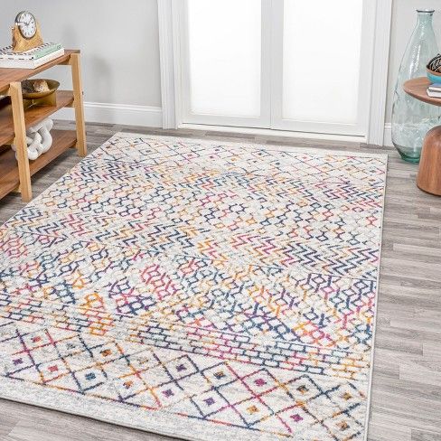 Photo 1 of 4'x6' Rectangle Loomed Trellis Area Rug Multicolored