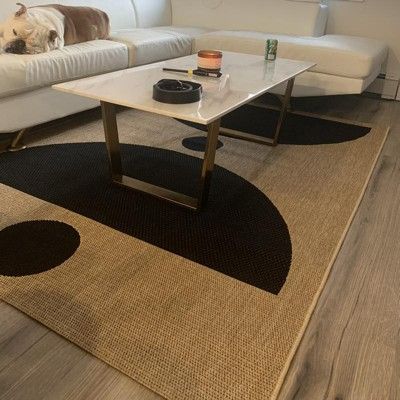 Photo 1 of 8' X 10' Grace Half Circle Indoor/outdoor Rug Black/tan - Project 62™