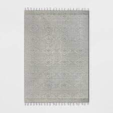 Photo 1 of 7' x 10' Diamond Outdoor Rug with Fringe Ivory/Gray 