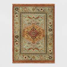 Photo 1 of 5'x7' Floral Woven Accent Rug Green/red - Threshold