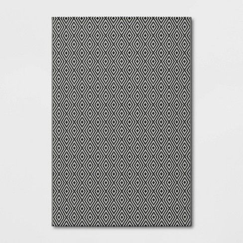 Photo 1 of 4' x 6' Reversible Diamond Indoor/Outdoor Rug Black - Room Essentials™