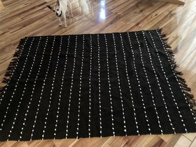 Photo 1 of 4'x6' Hi-lo Chenille Fringe Rug Black - Pillowfort