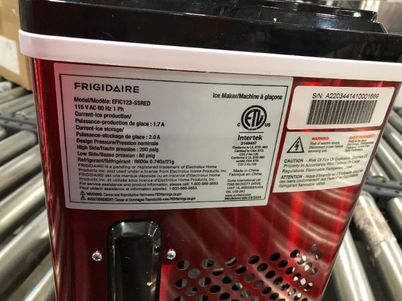 Photo 4 of Frigidaire Compact Countertop Ice Maker, 26lbs of Ice per day, Red Stainless
