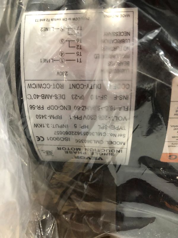 Photo 1 of VEVOR Air Compressor Electric Motor, 5 HP SPL 3450 RPM, 208-230 Volt 3.1 KW Single Phase, 56 Frame 5/8" Keyed Shaft 60 Hz, Commercial-Duty CCW Rotation, 1.88" Shaft Length NEMA for Air Compressors
