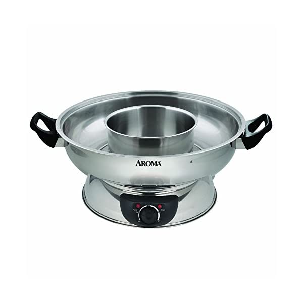 Photo 1 of Aroma Stainless Steel Hot Pot, Silver (ASP-600), 5 quart