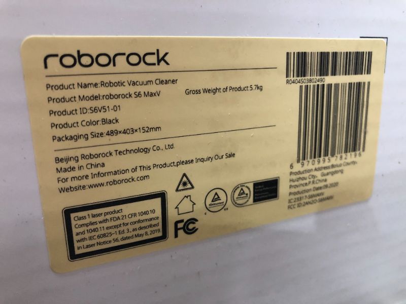 Photo 5 of Roborock S6 MaxV Robot Vacuum and Mop with Dual Cameras, Recognize and Avoids Obstacles, 2500Pa Strong Suction, Smart Mapping, Advanced Night Vision, Good for Pet Hair
