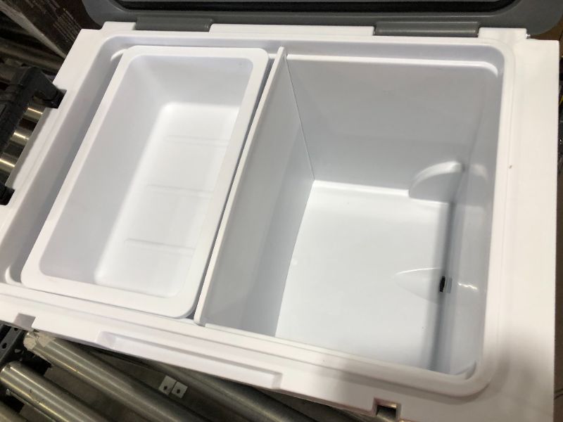 Photo 1 of IceCove 60-Quart Solar Cooler Portable Insulated Ice Chest with Wheels and Handle for Party, Camping, Beach Sand and Outdoor Activities, Heavy Duty Opener and Cup Holder, Castlerock Grey
