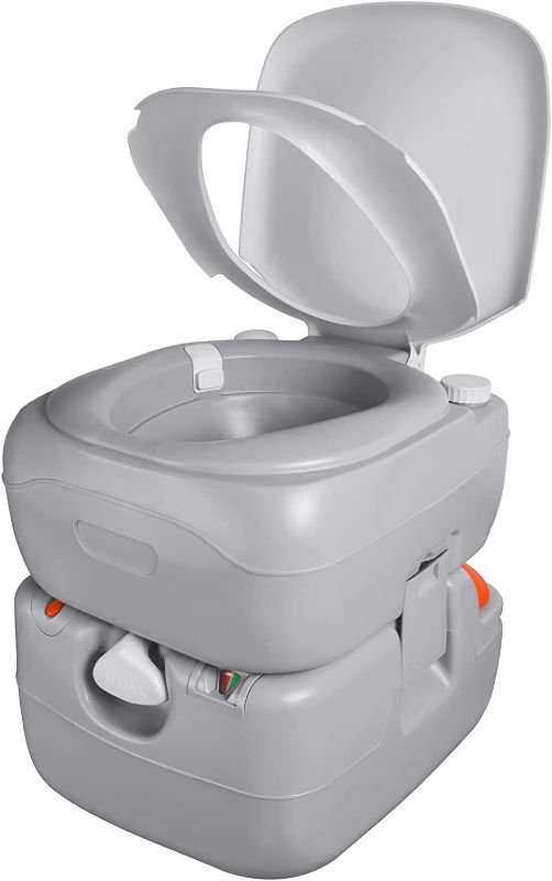Photo 1 of 5.8 Gallon Portable Toilet - Mupera Upgraded RV Toilet T-Type Water Outlets(2022 New) with Level Indicator, Anti-leak Seal Ring, Travel Porta Potty for Camping, Boating, Traveling
