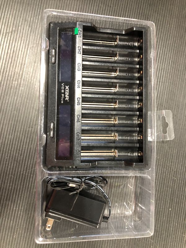 Photo 1 of 8 Bays 18650 Battery Charger XTAR VC8 Plus Type C Universal Smart 21700 Charger with LCD Display,3A Fast Charge Rechargeable Batteries Li-ion 16340 14500 26650 Ni-MH AA AAA C with 36W Adapter