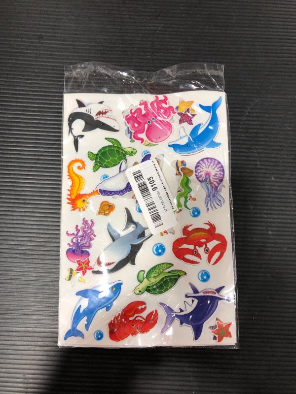 Photo 2 of 36 Pieces Ocean Life Window Clings 3D Gel Window Stickers Reusable Window Clings for Kids and Adults Sea Life