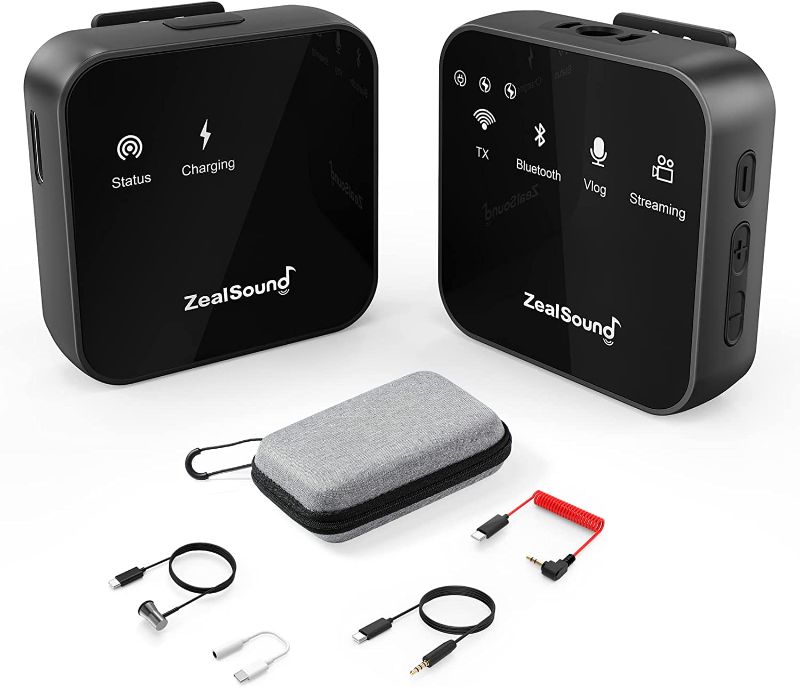 Photo 1 of ZealSound Wireless Lavalier Microphone,LED Screen,Bluetooth Accompaniment,Plug&Play Mic for iPhone iPad Android Phone,Live Stream,Video Recording,YouTube TikTok Facebook Zoom Interview Podcast Vlog
