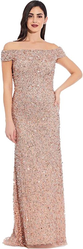 Photo 1 of Adrianna Papell Women's Off The Shoulder Sequin Beaded Gown
Size 10