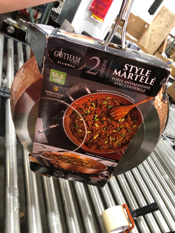 Photo 1 of GOTHAM STEEL 14” Nonstick Fry Pan with Lid – Hammered Copper Collection