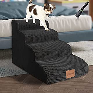 Photo 1 of ZNM 4 Tiers Pet Stairs/Ramp , High Density Foam Dog Stairs for Dogs and Cats, Holds Up to 50 lbs, Non-Slip Dog Ladder for High Beds and Sofa, Removable Cover