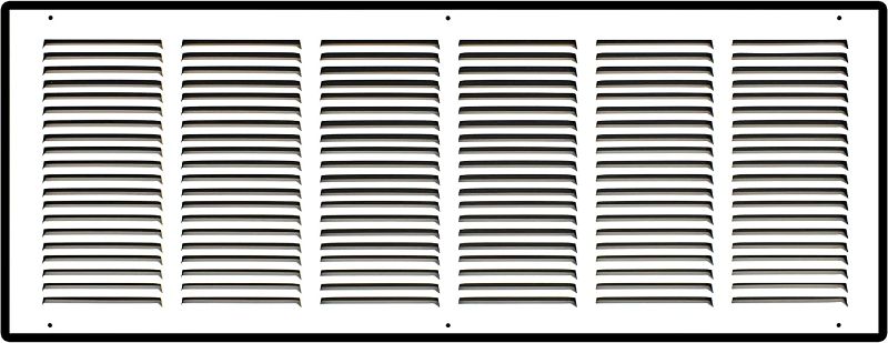 Photo 1 of 30"W x 12"H [Duct Opening Measurements] Steel Return Air Grille (HD Series) Vent Cover Grill for Sidewall and Ceiling, White | Outer Dimensions: 31.75"W X 13.75"H for 30x12 Duct Opening
