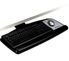 Photo 1 of 3M Easy Adjust Keyboard Tray, 25.5 in. x 12 in. Wood Platform, 23 in. Track, Black, Wrist Rest and Mouse Pad
