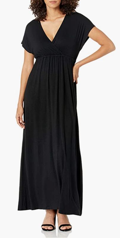 Photo 1 of AMAZON ESSENTIALS Women's Plus Size Surplice S/S Maxi Dress Size 4XL - Black

