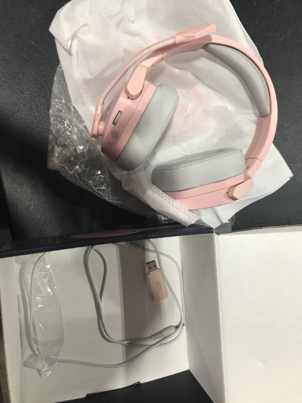 Photo 2 of NUBWO G06 Wireless Gaming Headset for PS5, PS4, PC Games, 2.4GHz Ultra-Low Latency, Bluetooth 5.0, Soft Memory Earmuffs (Pink)
