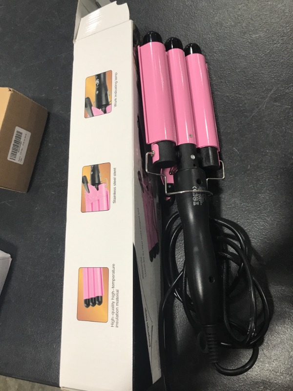 Photo 2 of 3 Barrel Curling Iron Hair Crimper , TOP4EVER 25mm?1 inch ?Professional Hair Curling Wand with Two Temperature Control ,Fast Heating Portable Crimpers for Waving Hair (Pink)
