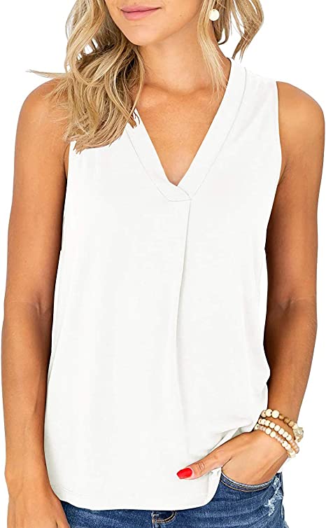 Photo 1 of BESFLY Tank Tops for Women V Neck Tunic Top with Legging Sleeveless/Long Sleeve Blouses Flowy Cami Shirts Ruched M 
