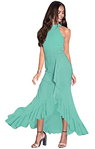 Photo 1 of KOH KOH Plus Size Womens Long Sleeveless Halter Neck Semi Formal Elegant Cocktail Evening Asymmetric Flowy Fishtail Chic Sexy Tall Ball Gown Gowns Max, 2XL