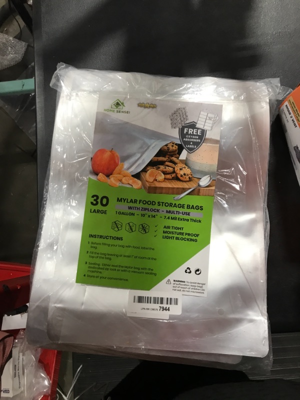 Photo 1 of 30pcs Mylar Bags for Food Storage with Oxygen Absorbers - Extra Thick 14.8 Mil - 1 Gallon Ziplock Resealable Mylar Bags with Oxygen Absorbers 400cc- Bolsas Mylar con absorbentes - Mylar Bag 1 Gallon
