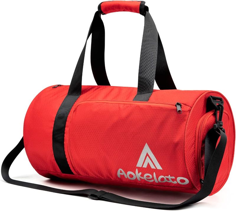 Photo 1 of Aokelato Gym Bag,30L Small Sport Duffel bag, with Shoes Compartment & Wet Pocket,Lightweight Waterproof Weekend Bag, Red Large
