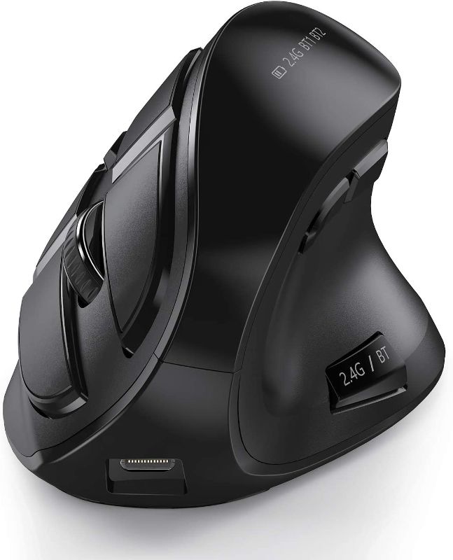 Photo 1 of seenda Ergonomic Mouse, Wireless Vertical Mouse - Rechargeable Optical Mice for Multi-Purpose (Bluetooth 5.0 + Bluetooth 3.0 + USB Connection) Compatible Apple Mac and Windows Computers - Black

