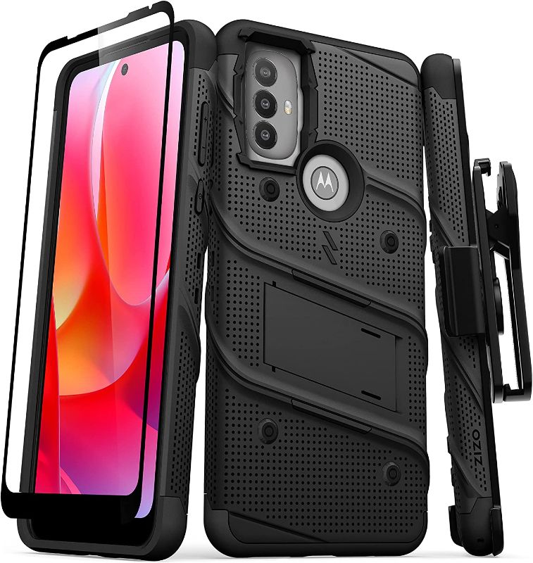 Photo 1 of ZIZO Bolt Bundle for Moto G Power 2022 Case with Screen Protector Kickstand Holster Lanyard - Black
