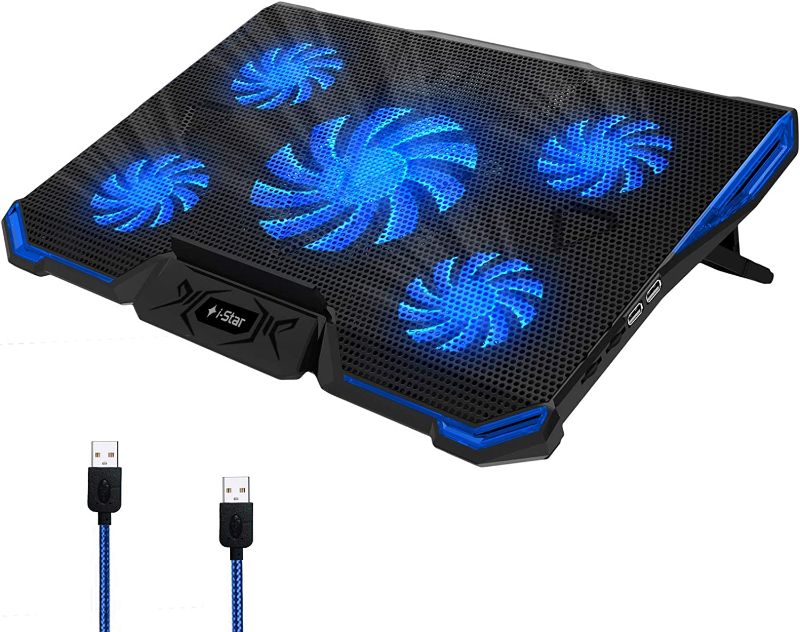 Photo 1 of i-Star Laptop Cooling Pad with 2 USB Ports, Adjustable Height and LED Fans with Speed Control, Gaming Laptop Cooling Pad, Cooling Fan for Laptop, Laptop Cooler Pad, Computer Cooling Fan
