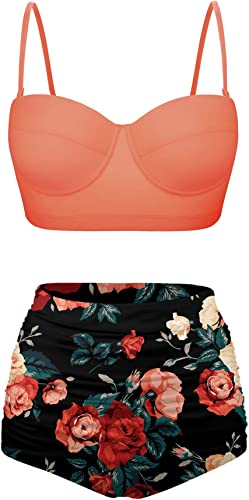 Photo 1 of Angerella Women Vintage Polka Dot High Waisted Bathing Suits Bikini Set - 2 XL 