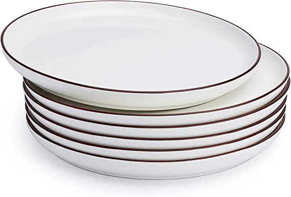 Photo 1 of  Sweese 164.001 Dinner Plates 10 Inches - Porcelain Salad Serving Dishes for Kitchen - Round Minimalist Design - Microwave Dishwasher Oven Safe Dinnerware Set of 6
