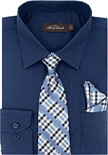 Photo 1 of Alberto Danelli Boys Dress Shirt with Matching Tie and Handkerchief, Long Sleeve Button Down, Pocket - Lg 14-16