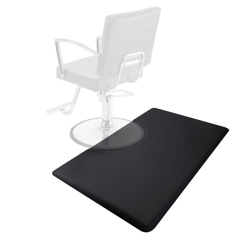 Photo 1 of  3 ft. x 5 ft. Salon & Barber Shop Chair Anti-Fatigue Floor Mat - Black Rectangle - 1/2 in. Thick
