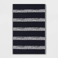 Photo 1 of 4' x 6' Outdoor Rug Dark Navy Stripe - Room Essentials™

